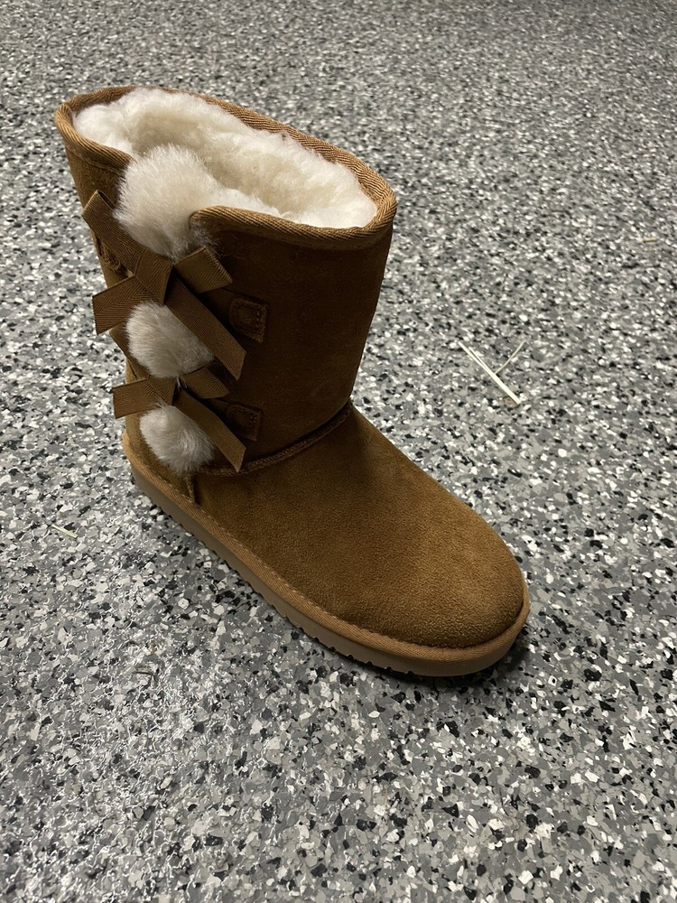 Koolaburra by UGG Victoria Short Chestnut Suede Fur Boots Womens Size 5 -NIB-