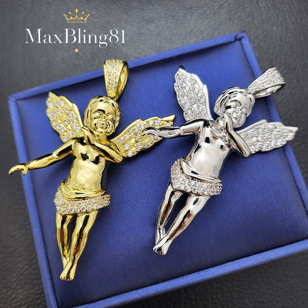 AAA Simulated Diamond Brass Angel Hip Hop Iced Out Pendant Necklace-image