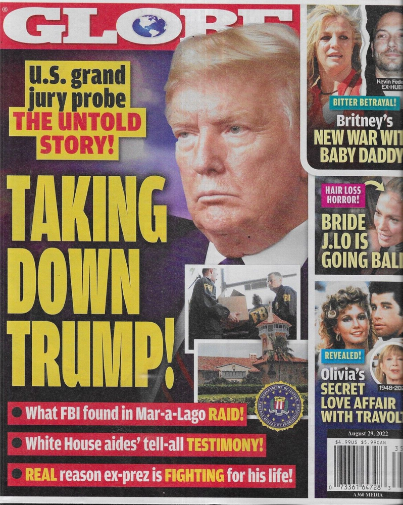 Globe Magazine Donald Trump Olivia Newton John Anne Heche Britney Spears 2022