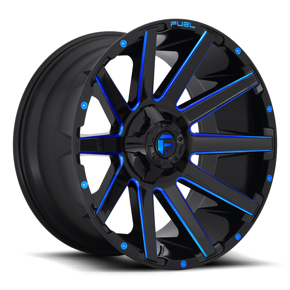 FUEL Contra D644 20X9 5-Lug Gloss Black Candy Blue Wheel