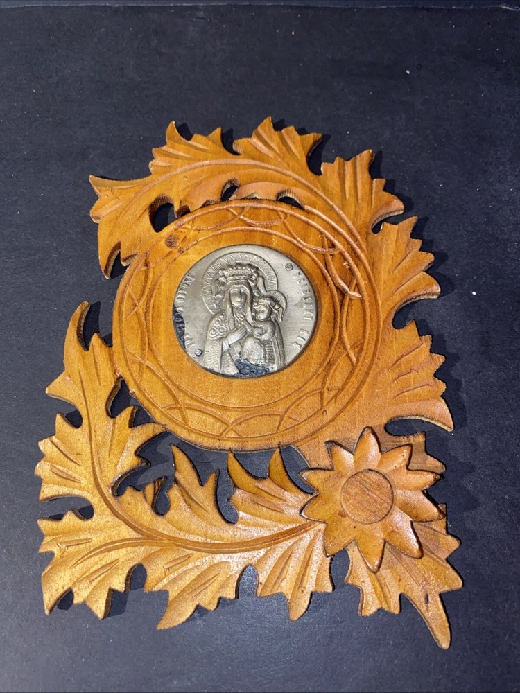 Antique Religious Metal Hand Crafted Wood Frame Made In Poland