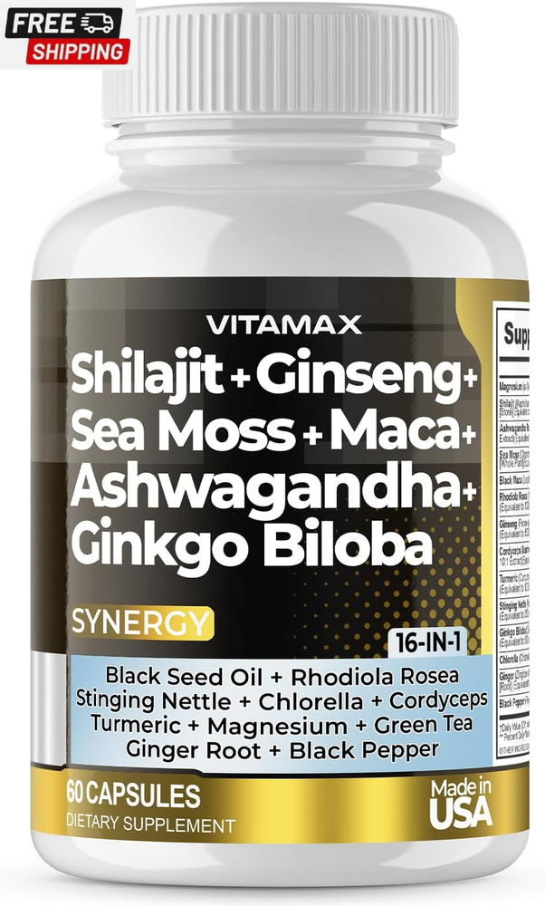 Pure Himalayan Shilajit Supplement 10,000Mg Ashwagandha 6,000Mg Sea Moss 2,000Mg