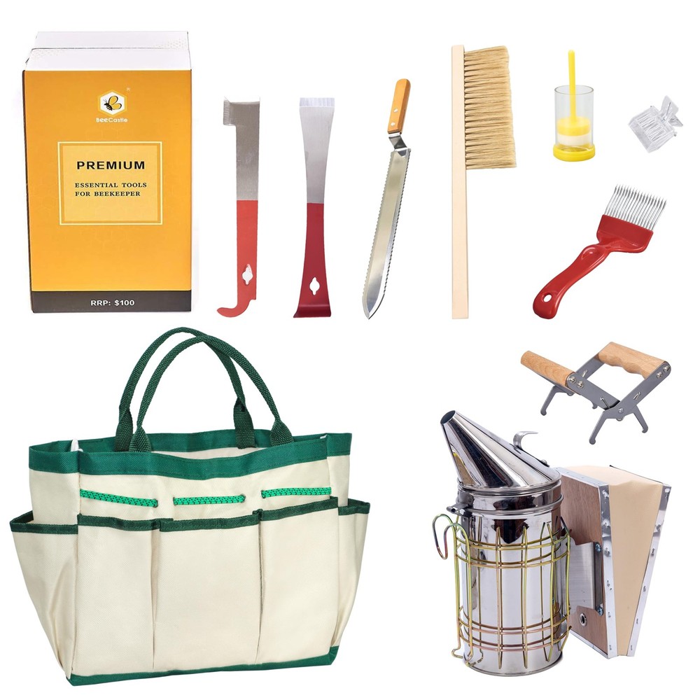 9-Piece Beekeeping Starter Kit with Organized Tote for Beginner and Pro Beekeepers