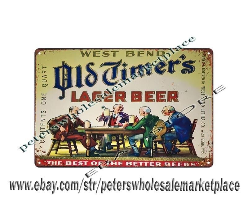 Vintage West Bend Lager Beer Brewery Metal Tin Sign for Man Cave Decor