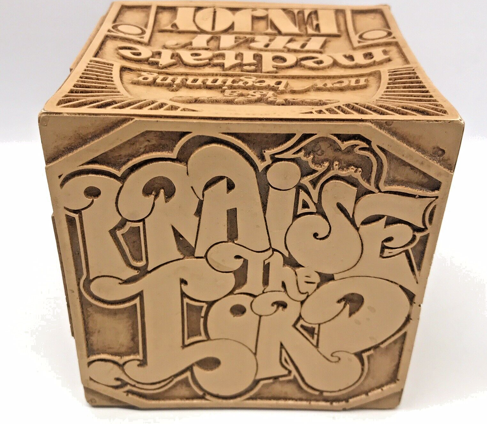 Vintage 70s Paperweight Cube Encouragement Quote Abbey Press Letterpress Style-image