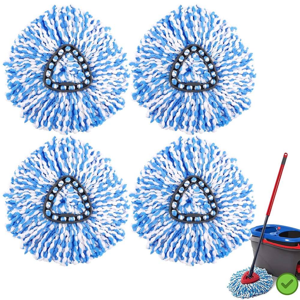 4 Pack O-Cedar Spin Mop Refills for Rinse Clean 2-Tank System Replacement Heads
