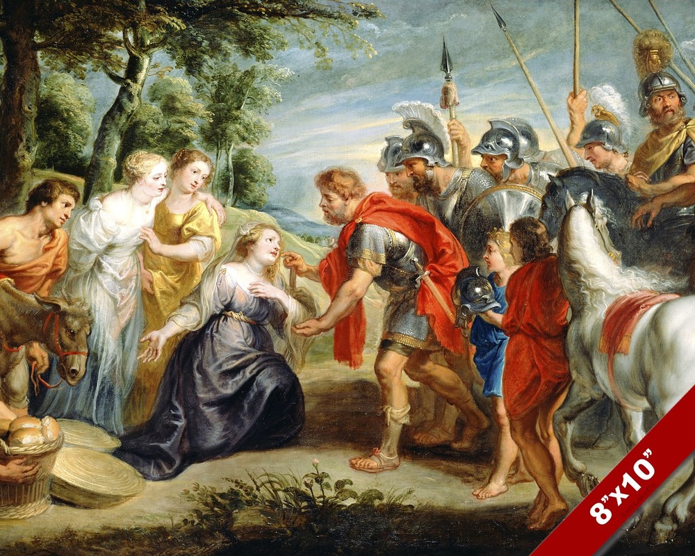 ABIGAIL FALLS AT DAVID KING OF ISRAEL PAINTING BIBLE ART REAL CANVAS PRINT-image