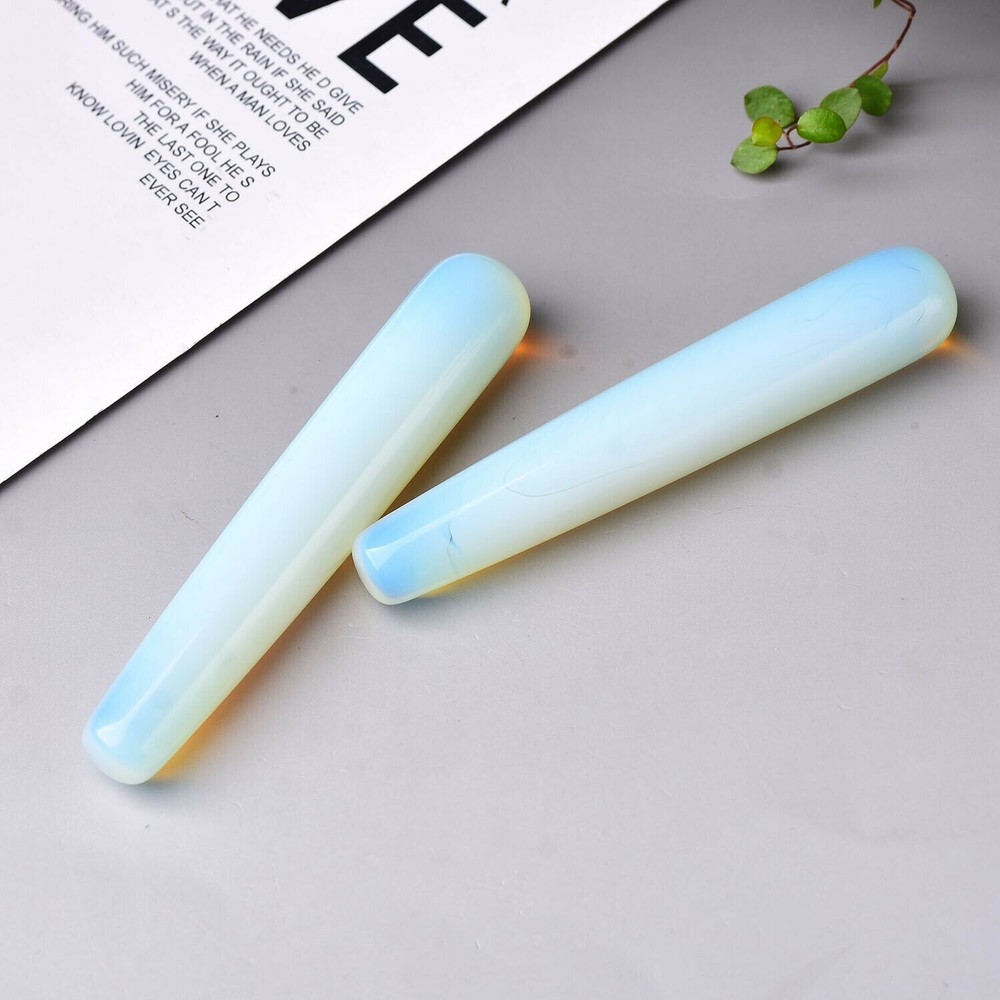 1pc opalite tquartz Massage stick opals crystal Hand Carved Reiki gift 90mm+
