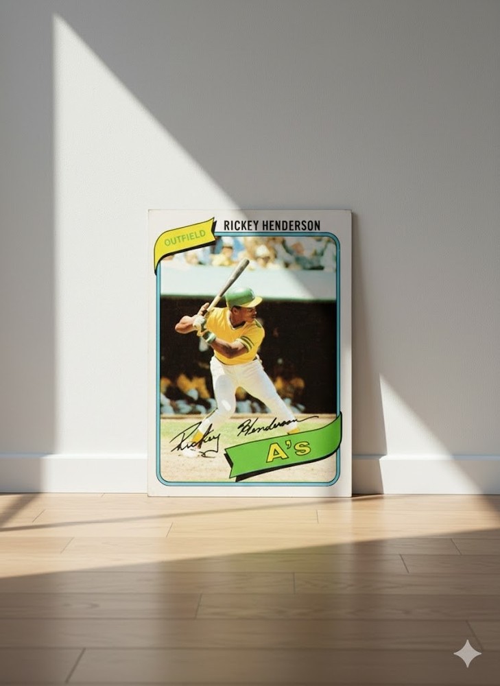 1980 Topps Rickey Henderson Rookie 12x17 Poster A's