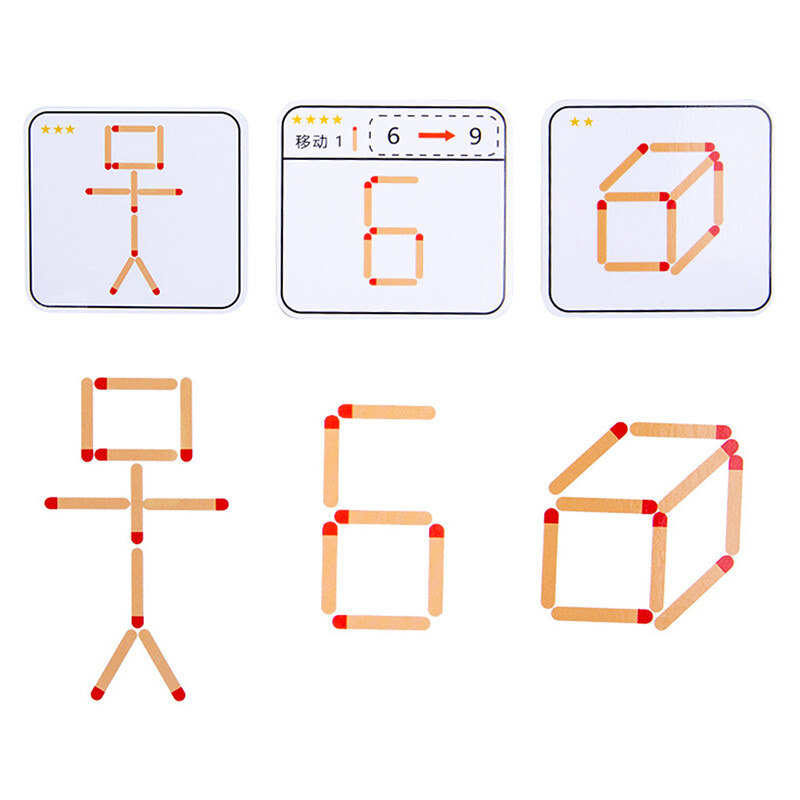 1Set Matchstick Puzzle Games Montessori Match Stick Educational Toy Math Toys