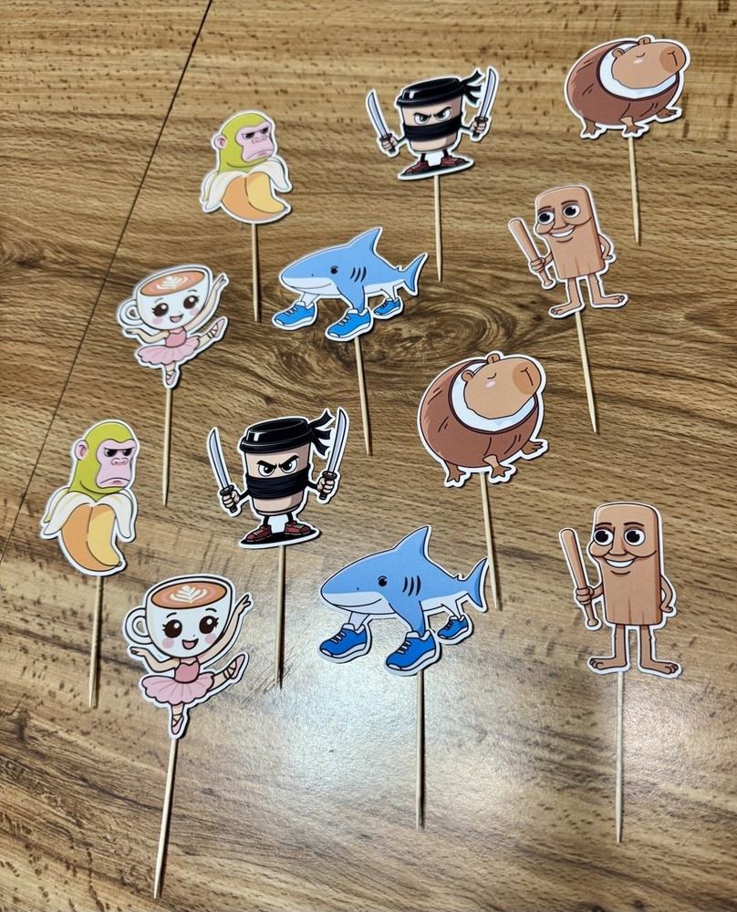 Funny Animal Brain Rot Cupcake Toppers Set of 12