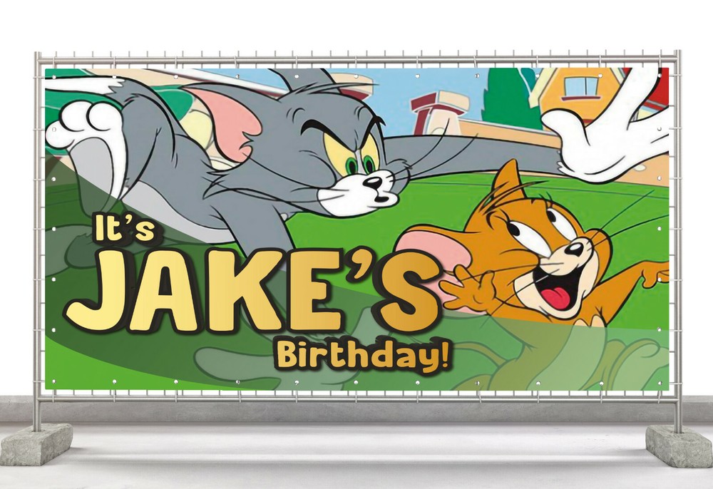 Tom y Jerry Custom Happy Birthday Banner Personalized Poster M587