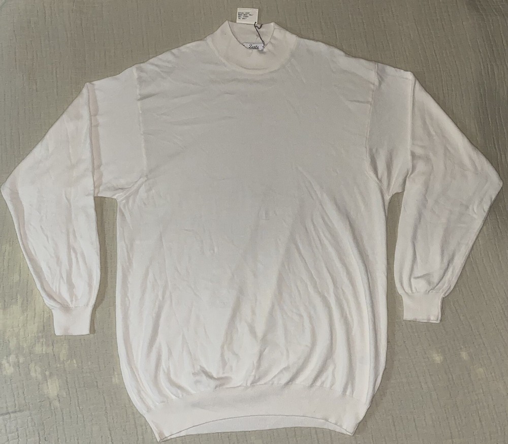 Zante Big Tall Sweater Mens 2XLT Ivory Mock Neck Long Sleeve Pull Over