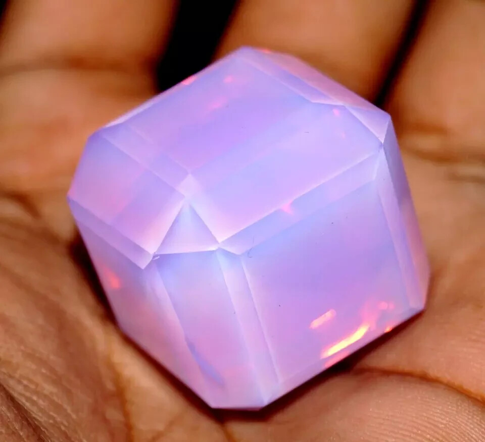 120 Ct Natural Pink Opal Cube Cut Welo Australian Certified Untreated Gemstone