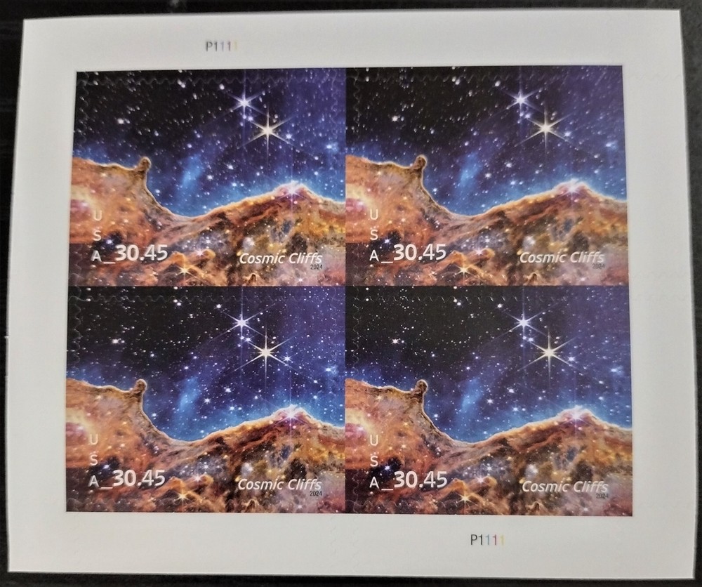 🔥SHEET OF 4 COSMIC CLIFFS PRIORITY MAIL EXPRESS STAMPS $30.45 EACH STAMP 2023🔥