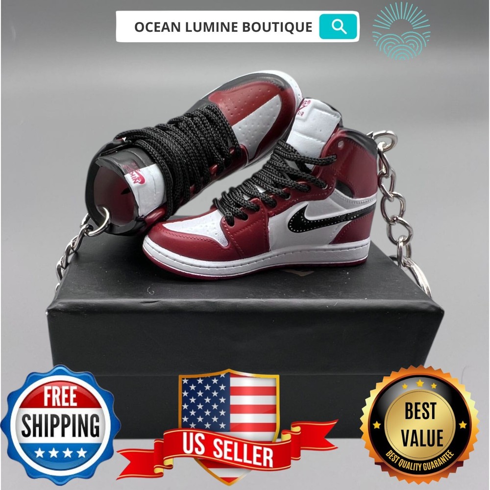 Air Jordan 3D Mini Sneaker Keychain, Basketball Sneaker Collectible, Box Options