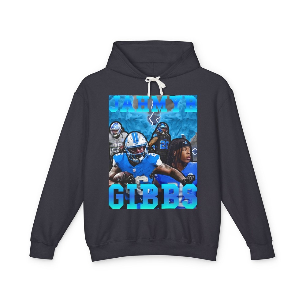 JAHMYR GIBBS DETROIT LIONS BLACK GRAPHIC HOODIE