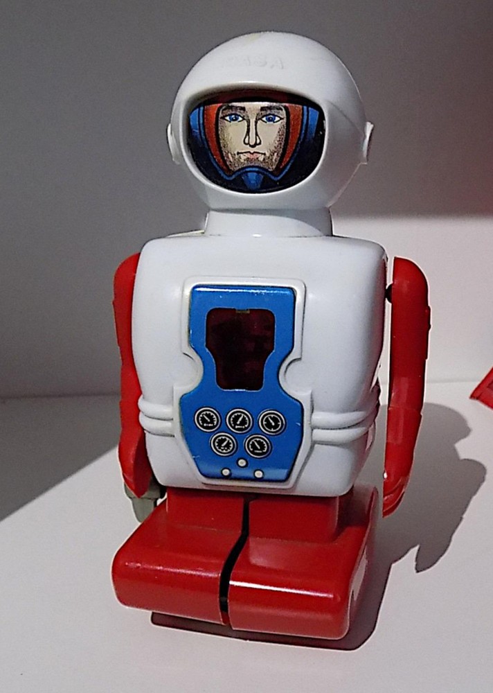 Vintage Plastic + Tin Wind-Up Astro Captain NASA Astronaut - Sparks, Daiya Japan