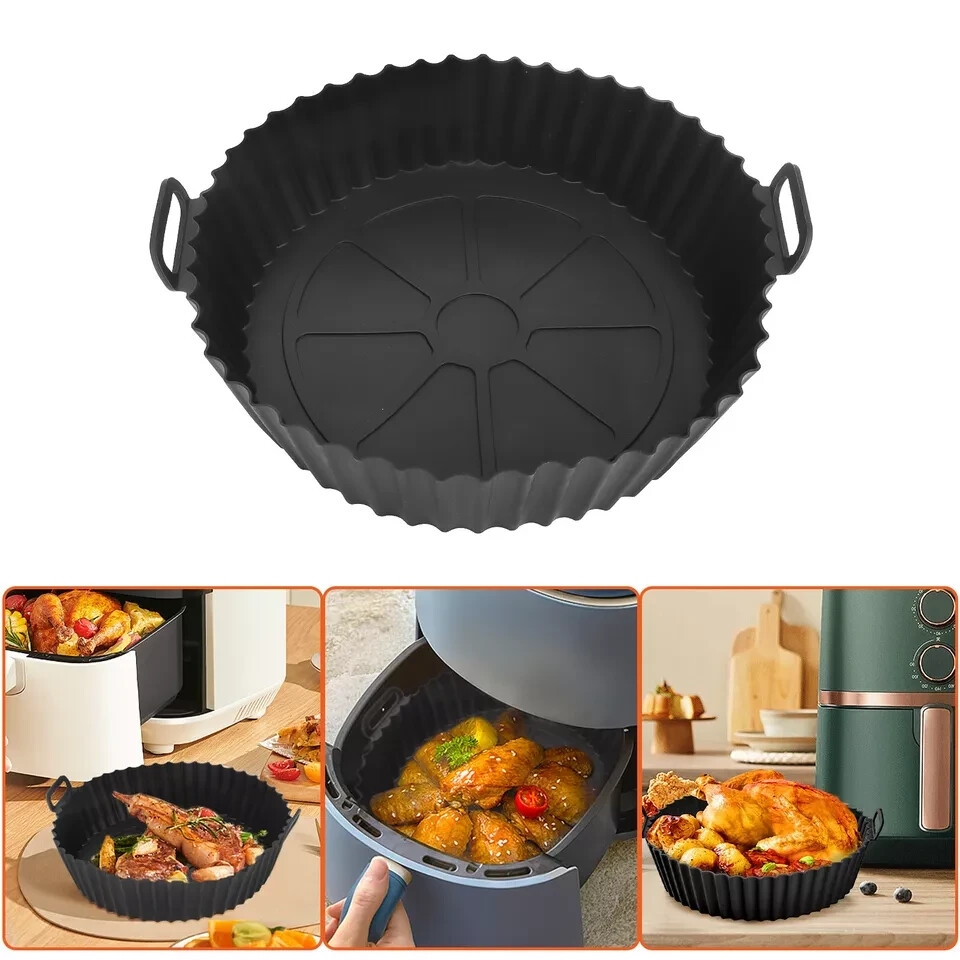 Silicone Basket Pot Tray Airfryer Liner For Air Fryer Reusable Container Accesso