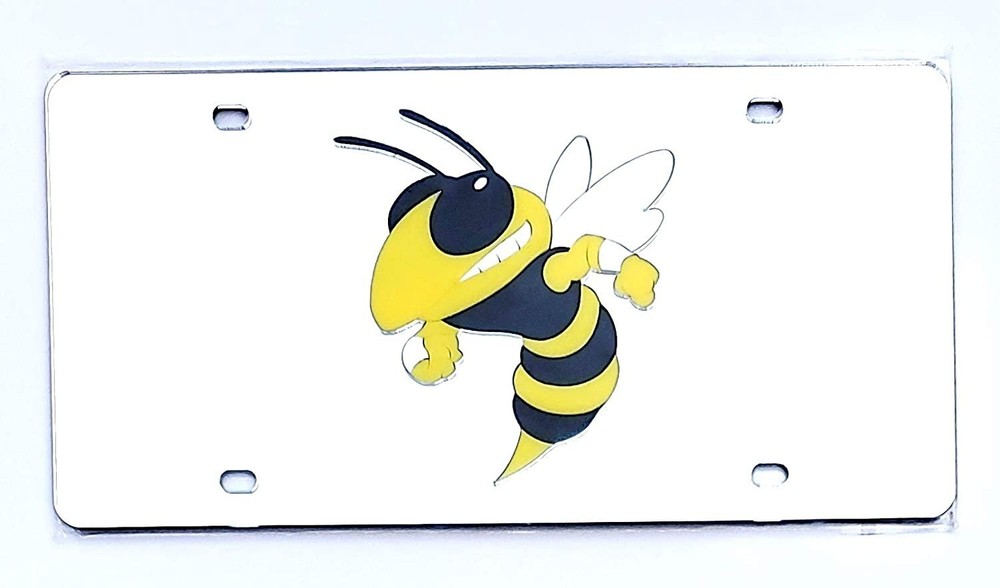 Georgia Tech Yellow Jackets Premium Laser Cut Tag License Plate, Mirrored...