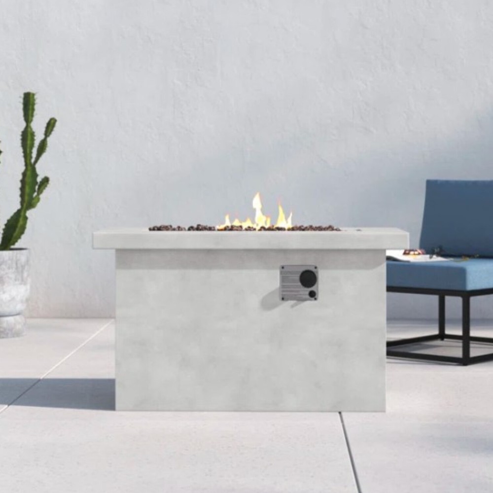 Concrete Propane/Natural Gas Outdoor Fire Pit TableGray)
