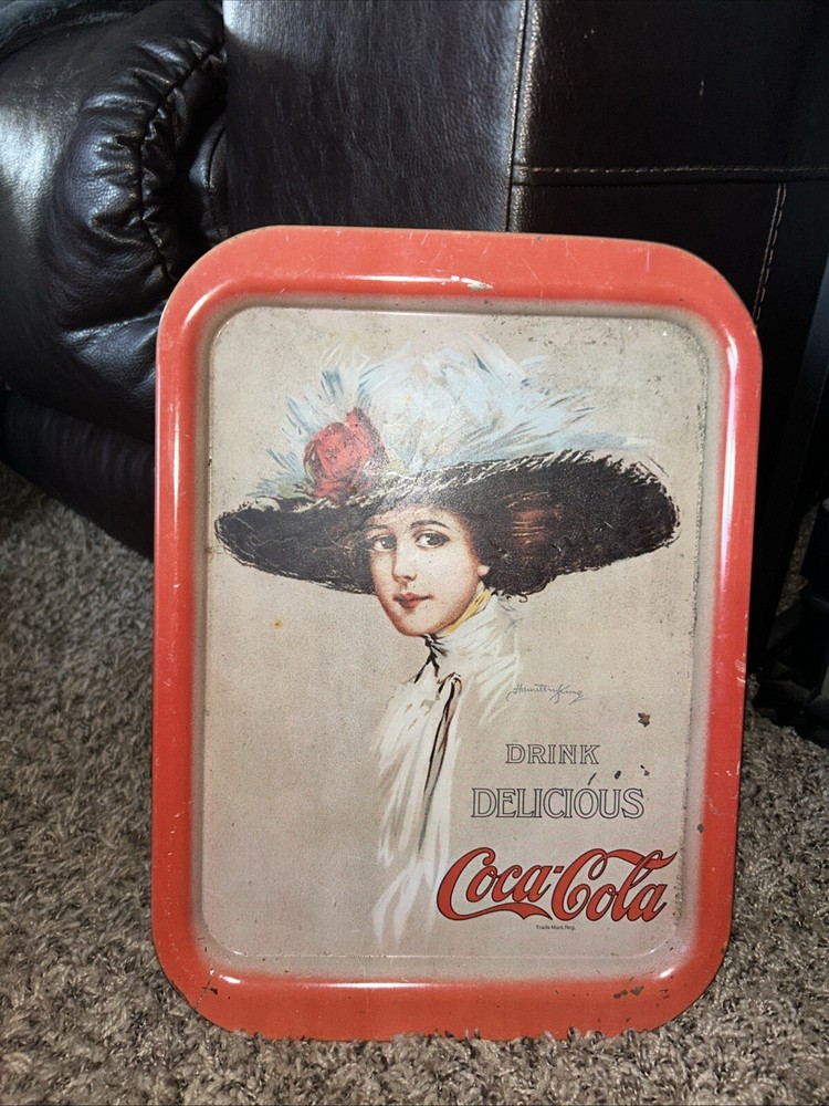 Victorian girl in large hat Coca-Cola Classic retro design