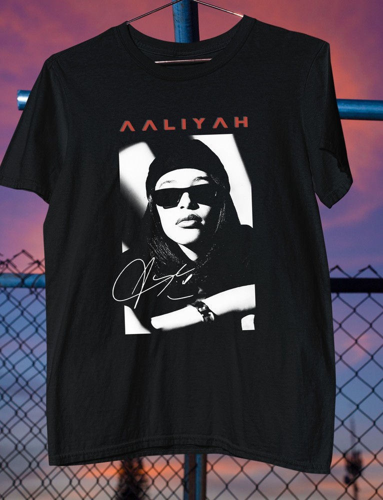 Rare! Aaliyah Cotton Black Shirt Unisex Concert S to 5XL EL830-image