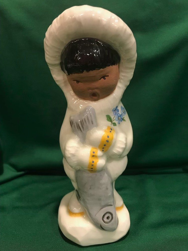 1986 Carol Waldo, Haines Alaska Native Am Innuit Fishing Boy Figurine 