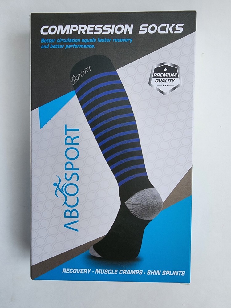 Abco Tech Compression Socks 1 Pair Blue Medium Socks Running Health Care Sports-image