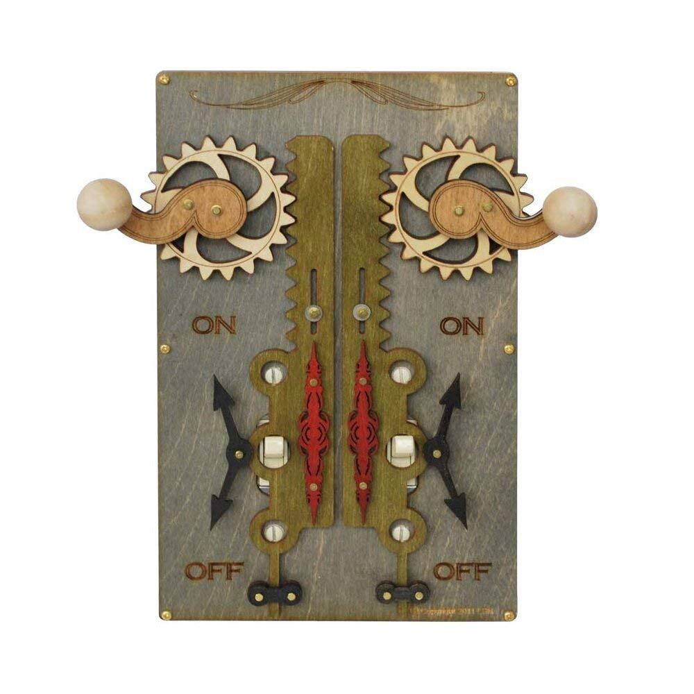 Double Rack & Pinion Grey Wood Light Switch Plate