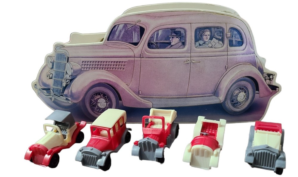 Vintage 37' Packard 4 Door Sedan Cardboard Trinket Box Bonus 5 Plastic Cars