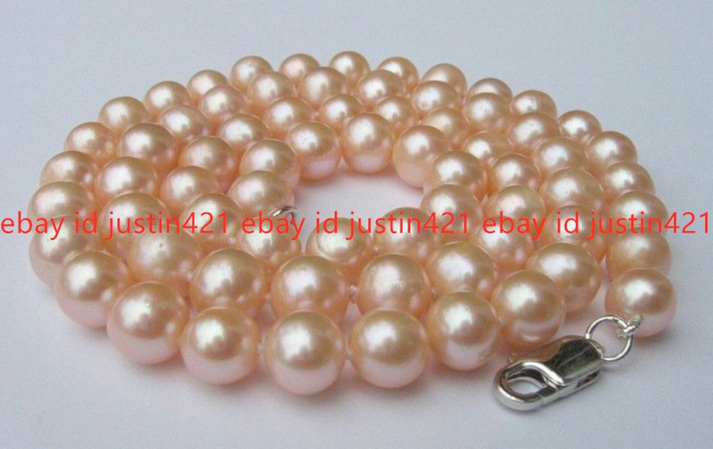 AAA+ Rare 10-11mm Pink South Sea Pearl Beads Necklace 18 Inches-image