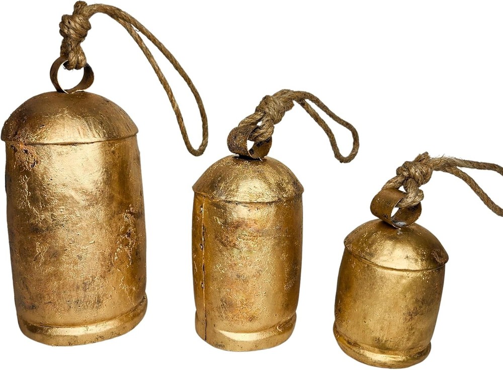 Set of 3 Giant Harmony Cow Bells Huge Vintage Handmade Rustic Lucky Christmas Ha