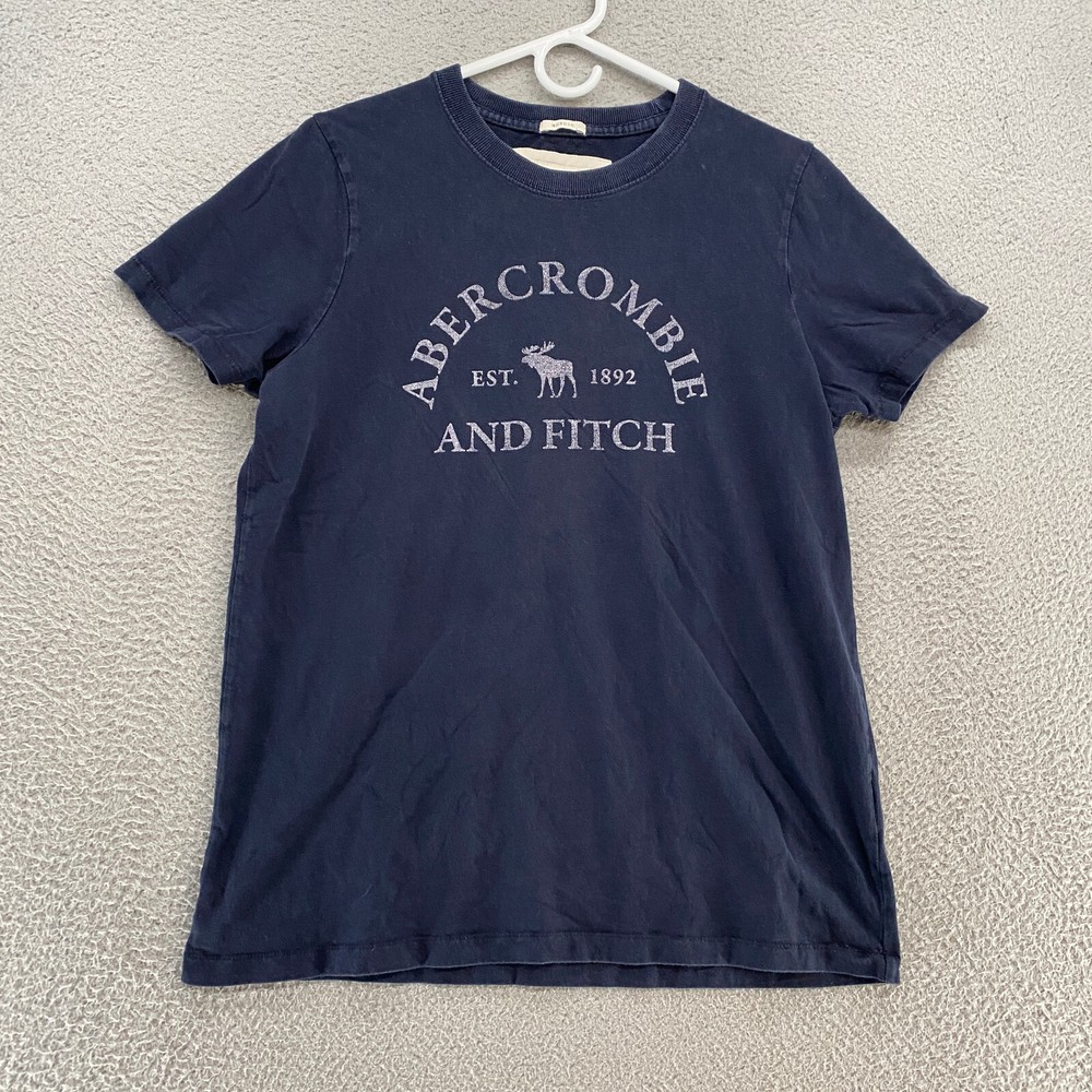Abercrombie & Fitch T-Shirt Mens Large Muscle Fit Y2K Preppy A&F Blue Moose Tee-image