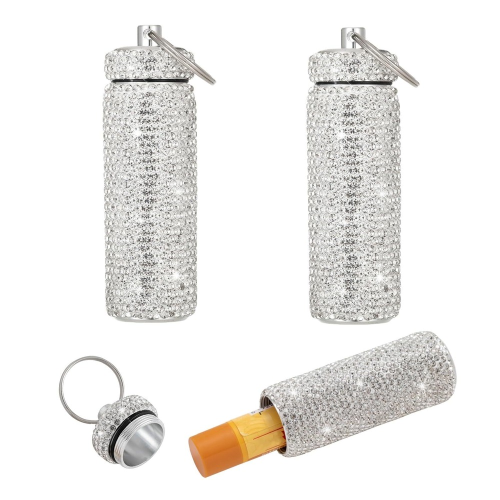 2Pcs Bling Lip Balm Holder Keychain for Lip Gloss & Lipstick