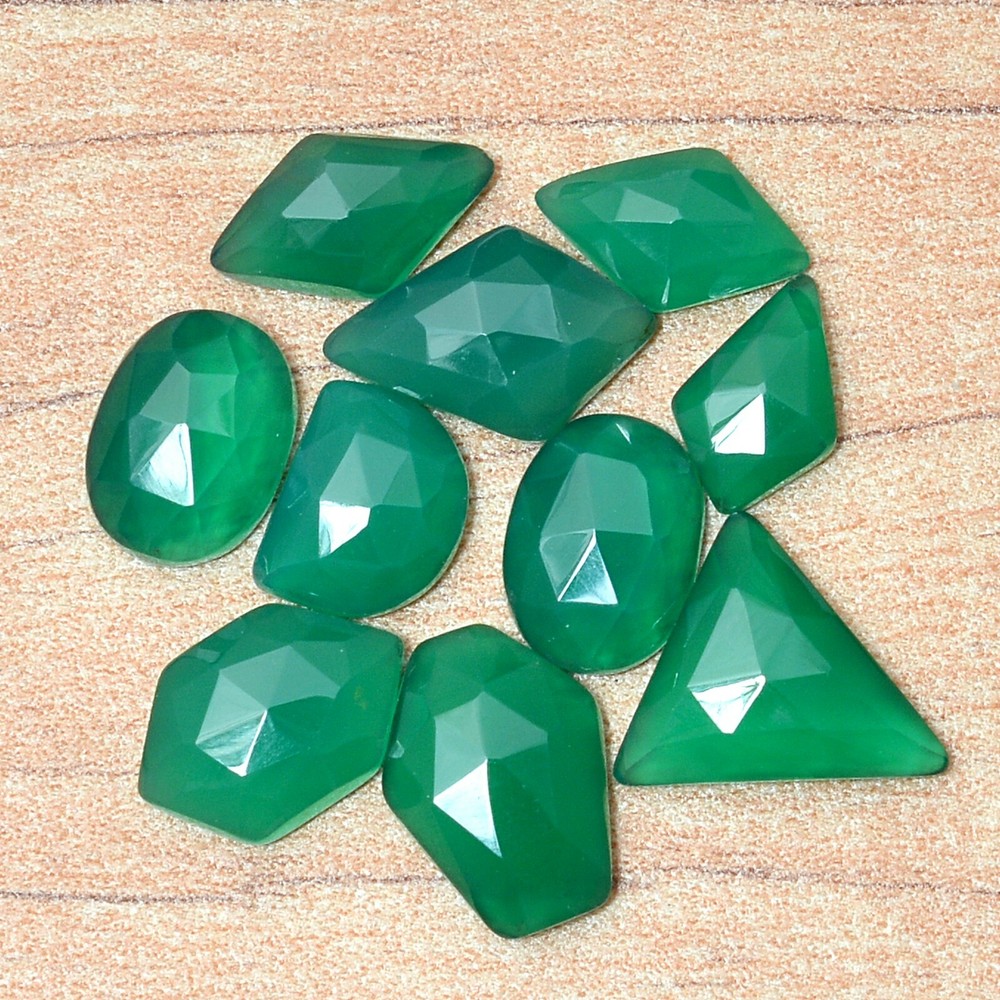 Natural Green Onyx Finest Quality Unheated Rose Cut Loose Gemstones 11mm-15mm