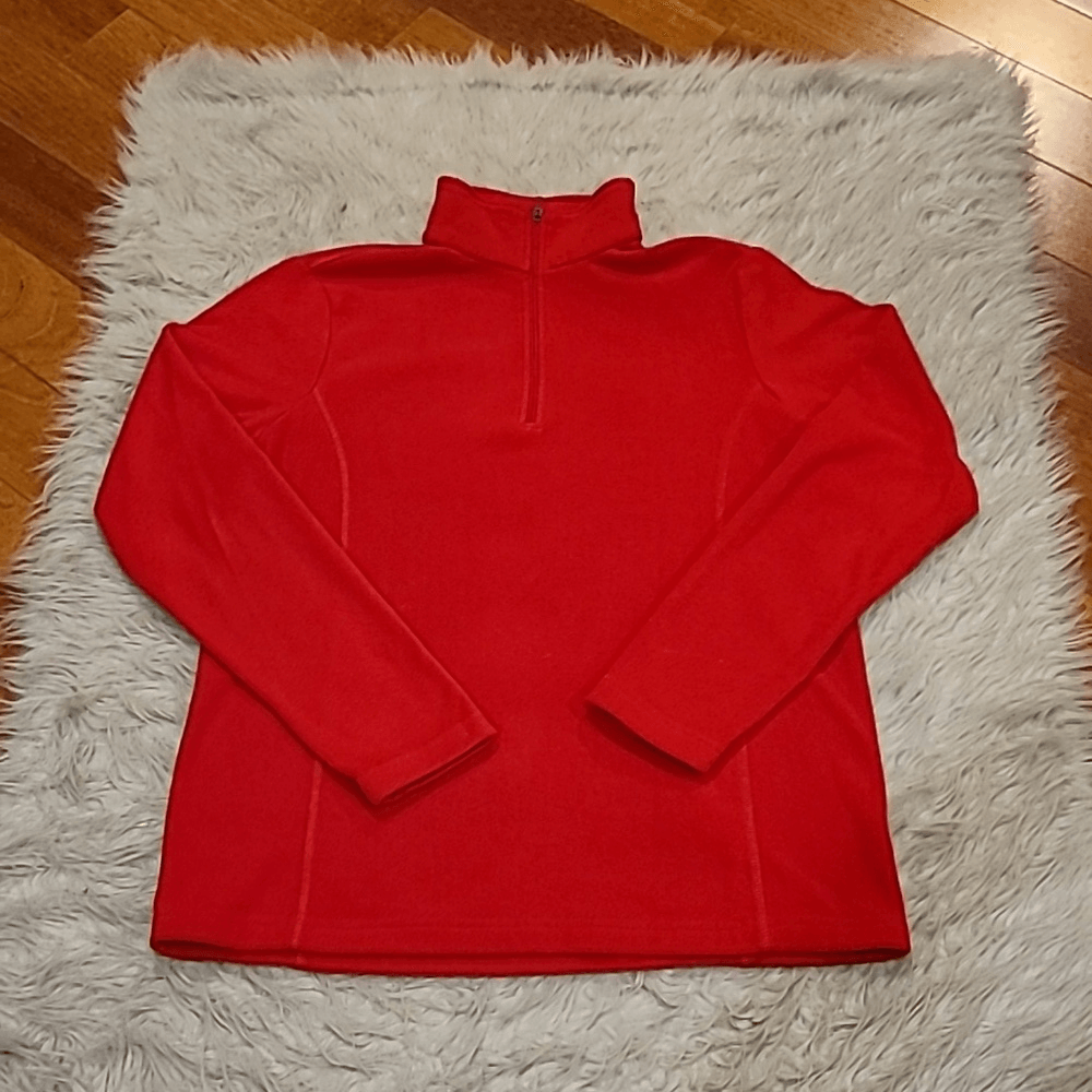 Lands end womens red polyester quarter zip long sleeve fleece size small