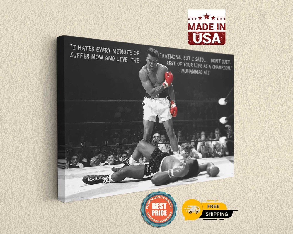Muhammad Ali vs Sonny Liston Knock Out Canvas Print, Wall Art, Boxing Photo