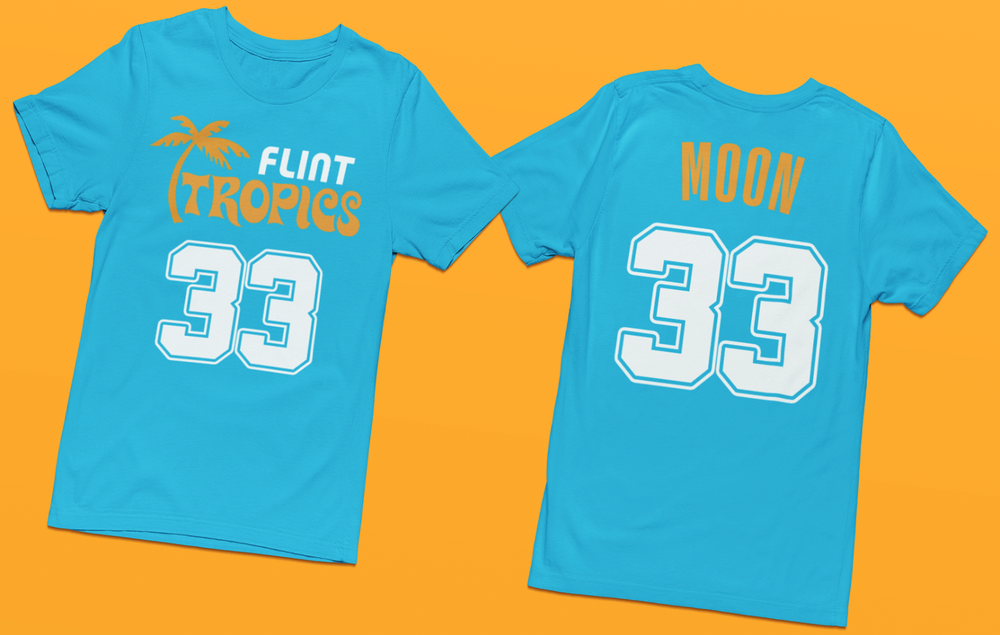 Jackie Moon ABA Flint Tropics BBall Jersey Will Ferrell Semi Pro Premium T-Shirt-image