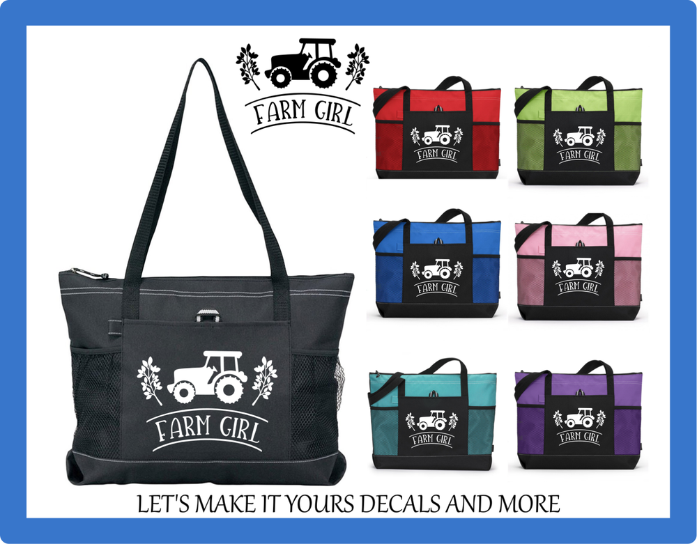 FARM GIRL TRACTOR CUSTOM TOTE BAG PURSE SPORTS TRAVEL OVERNIGHT SCHOOL GYM GIFT