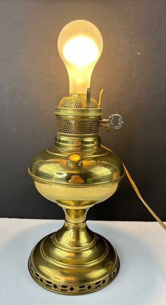 Antique ABCO Rochester Oil Kero Lamp Converted to Electric Brass  WORKS-image