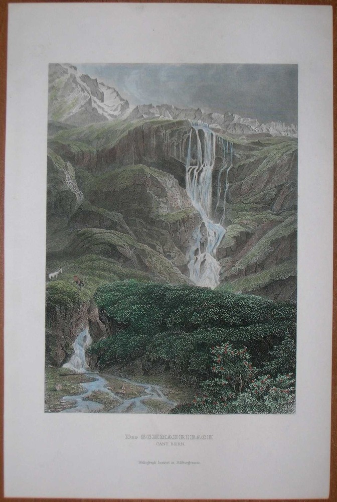 1863 Meyer print SCHMADRIBACH FALL, CANTON BERN, SWITZERLAND (#48)