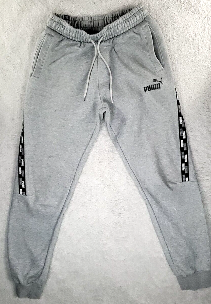 Puma Power Tape Drawstring Fleece Sweatpants Men's Sz S Grey Style 589397-03