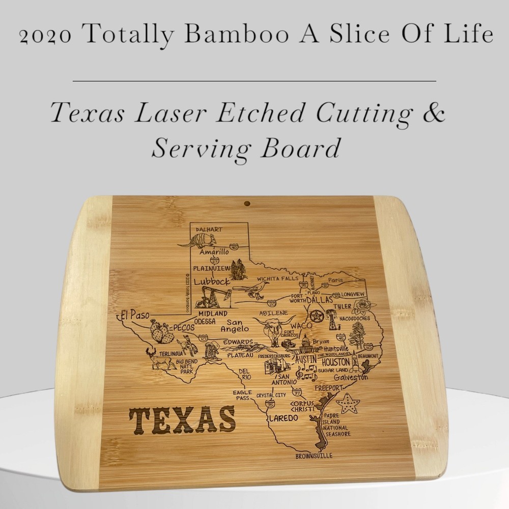 2020 Totally Bamboo A Slice Of Life Texas Laser Etched Cutting & Serving Board-image