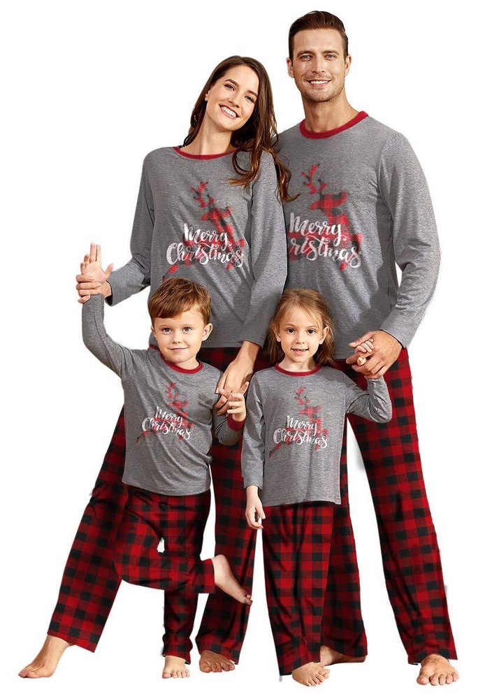 IFFEI PJ's Sleepwear Merry Christmas Reindeer with Plaid Bottom Men: XL Multi