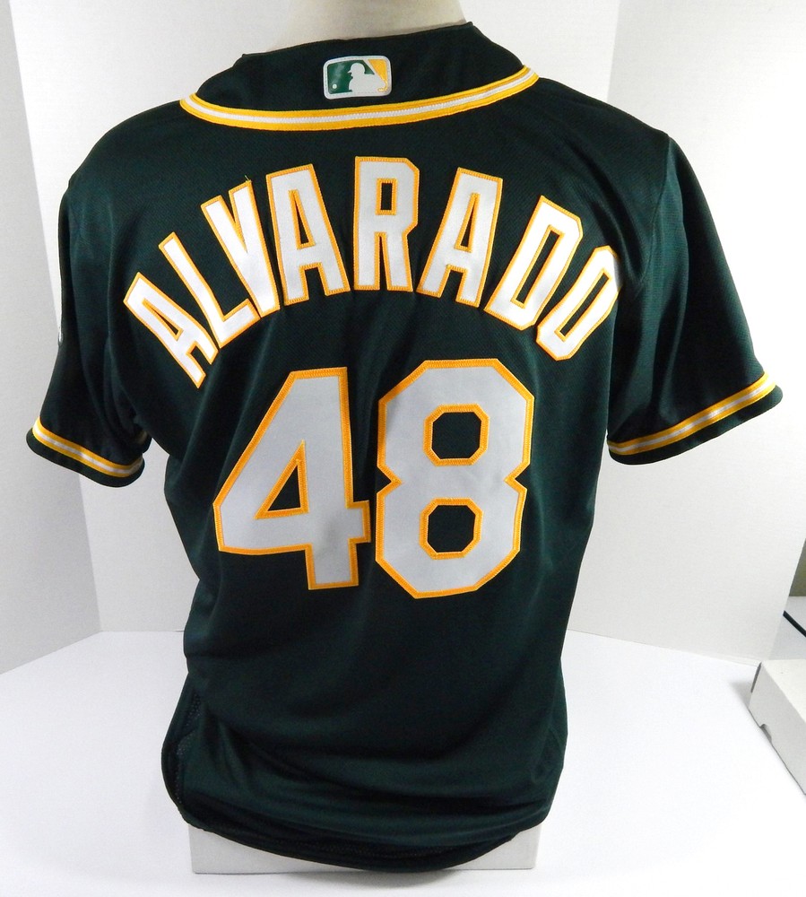 2021 Oakland As Athletics Christian Alvarado #48 Game Issued Dark Green Jersey 9