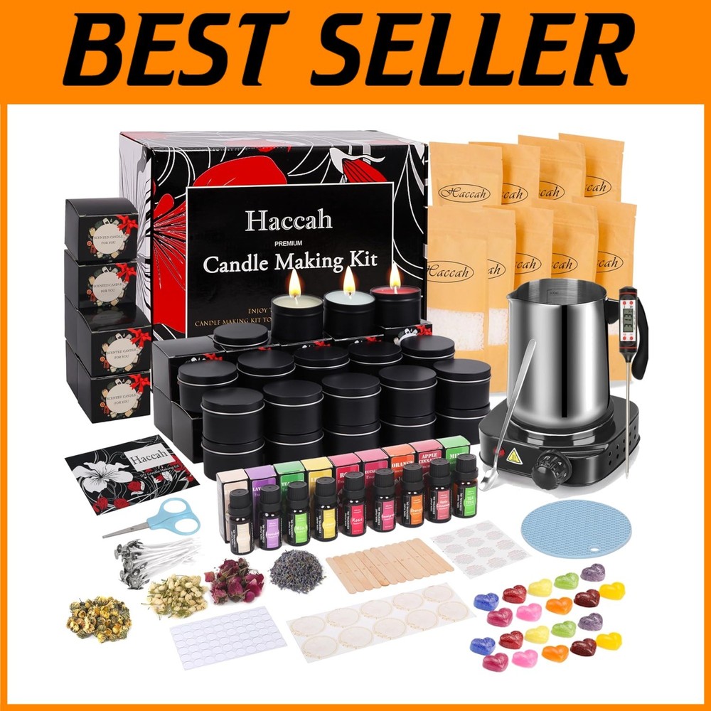All-in-one candle making kit with electric wax melter - ideal gift for crafters