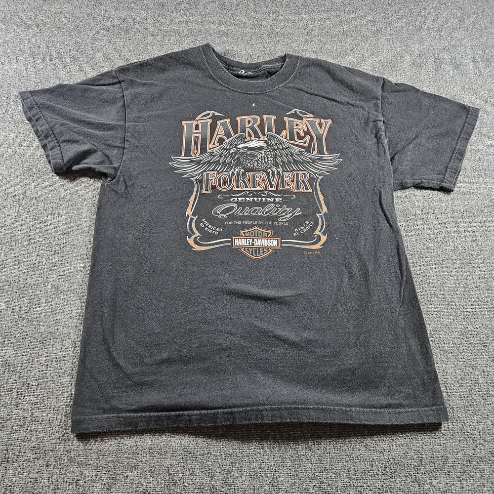 Harley-Davidson Shirt Mens Medium Black Harley Forever Eagle Graphic Daytona