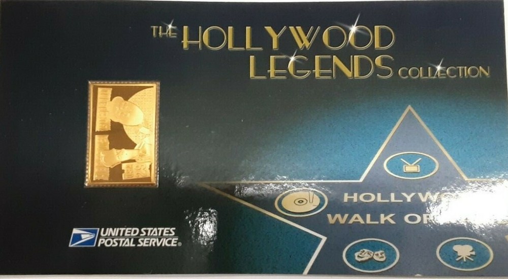 Hollywood Legends Abbott & Costello USPS .999 Silver Gold Plated Stamp  -image