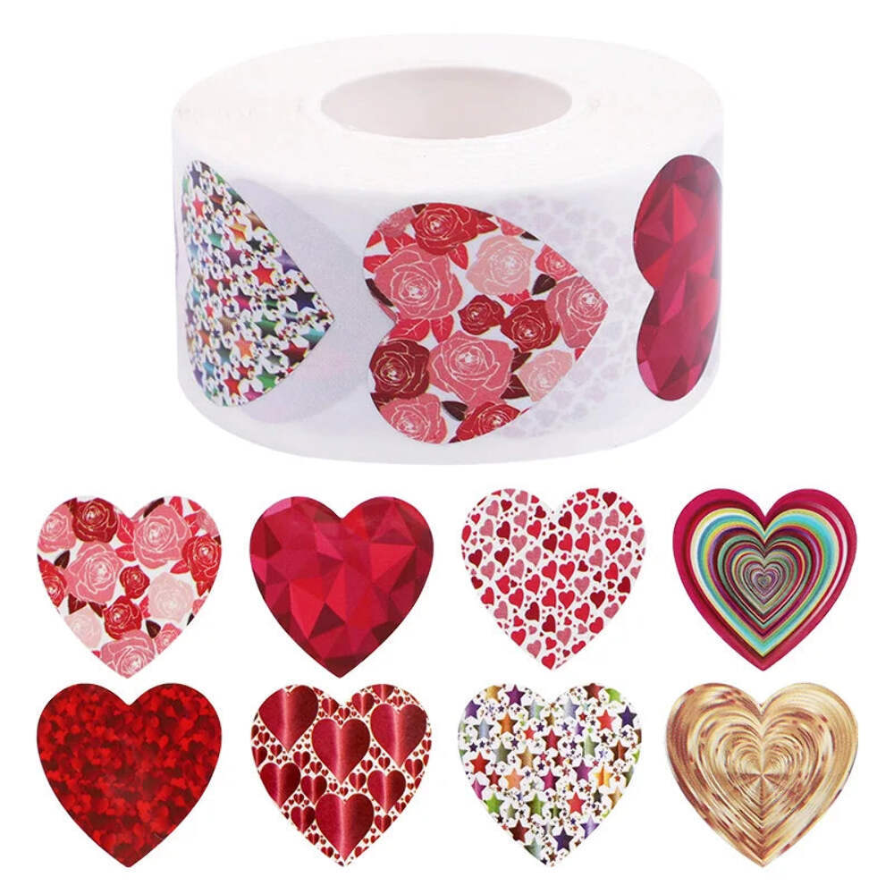 500pcs Love Heart Stickers for Valentine's Day Gifts & Decor